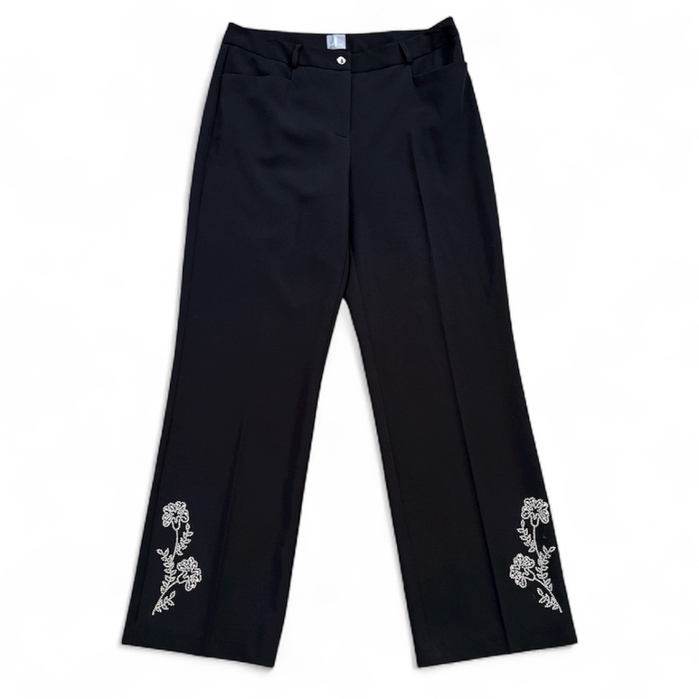 Fair Lady Women's Black Bedazzled‎ Rhinestone Stretch Trouser Pants Size 10 NWOT